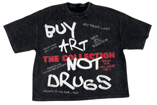 "Buy ART Not DRUGS" Distressed Short Sleeve Thermal Tee